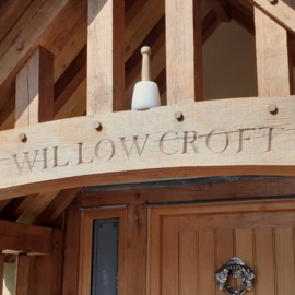 House Name carved into Oak Beam